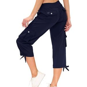 Women's Cargo Capris Quick Dry Pants, Navy